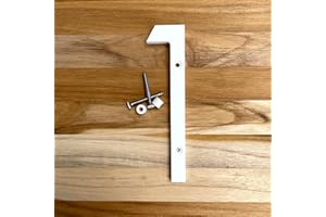 GO HOME NUMBERS 5 Inch Modern Plastic House Numbers and Letters with hardware included. Black and White Arrows, North South East West, Unit A B, No.- Dash, 1/2 (1, WHITE)
