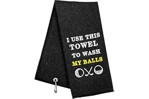 BOTOGIFT Funny Golf Towel, I Use This Towel to Wash My Balls, Golf Gifts for Men - Golf Accessories for Men, Embroidered Golf Towels for Golf Bags with Clip, Black