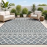 JONATHAN Y Moroccan Reversible Washable Indoor Outdoor Area Rug 3X5 Navy/Cream, Zana Modern Geometric for Backyard, Patio, Po