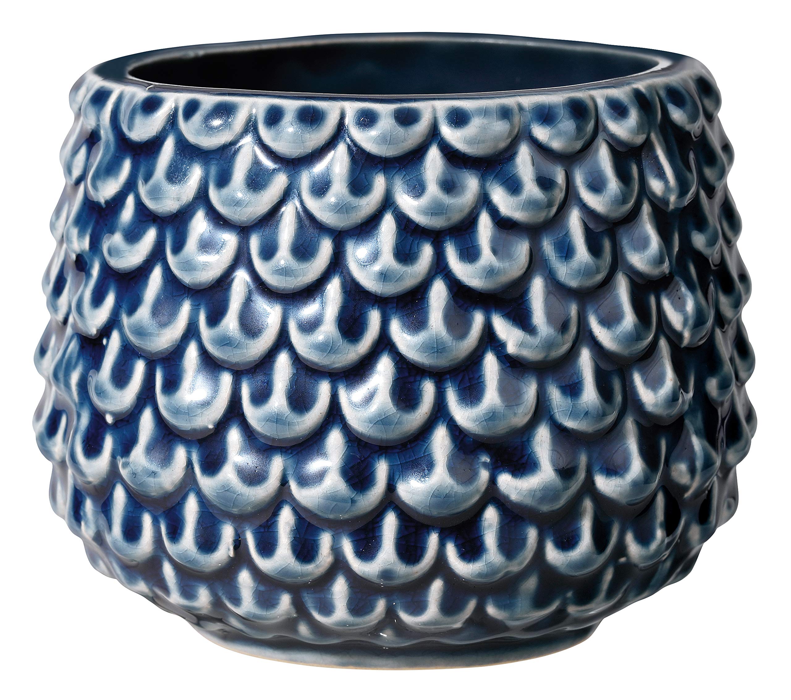 Bloomingville Pinecone Flower Pot Decorative Flower Pots Indoor Creative Retro Style S (9.5 cm ø), Petroleum, Ceramic,