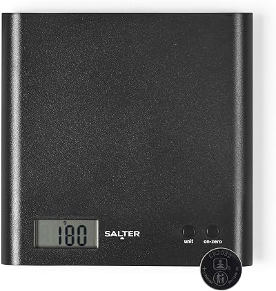 Salter Arc Digital Kitchen Scale 3kg Capacity, Add & Weigh Function, Black