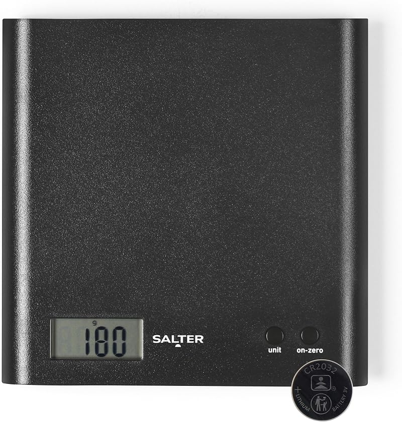 Salter Arc Digital Kitchen Scale 3kg Capacity, Add & Weigh Function, Black