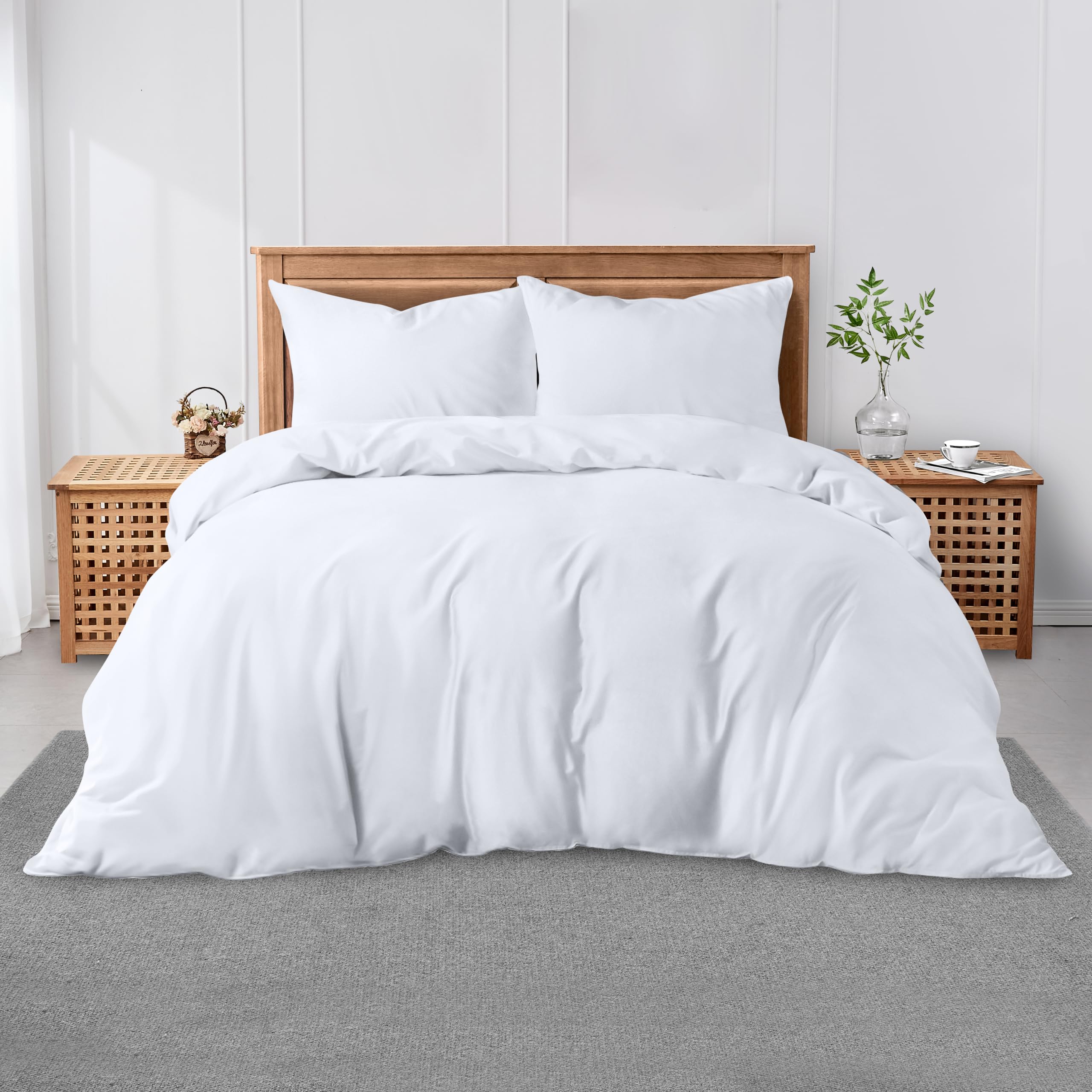 GC GAVENO CAVAILIA Single Size Duvet Cover - Super Soft Breathable Polycotton Bedding & Linen, Plain Dyed Washable Quilt & Comforter Cover - White