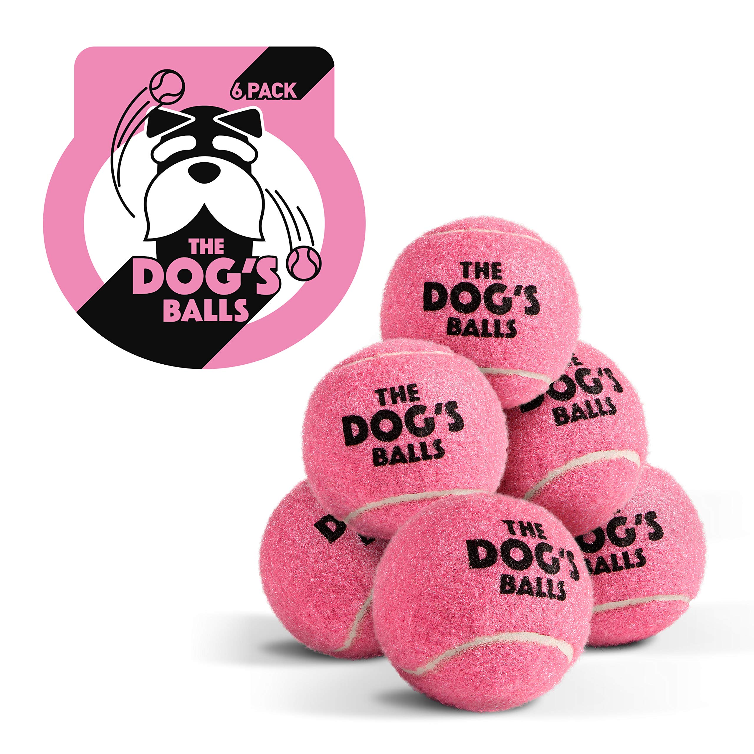 The Dog's Balls – Dog Tennis Balls, Pink, Medium, 6‑Pack