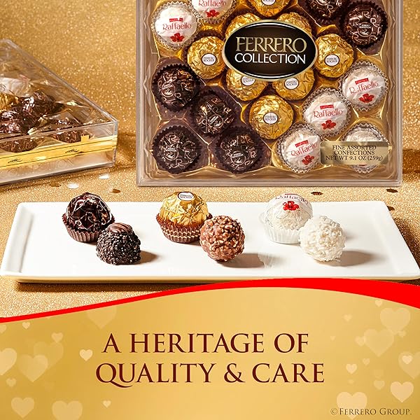 FERRERO ROCHER, 12 COUNT, PREMIUM GOURMET ASSORTED HAZELNUT MILK CHOCOLATE, DARK CHOCOLATE AND COCONUT CHOCOLATES, CHOCOLATE GIFT BOX, 4.6 OZ