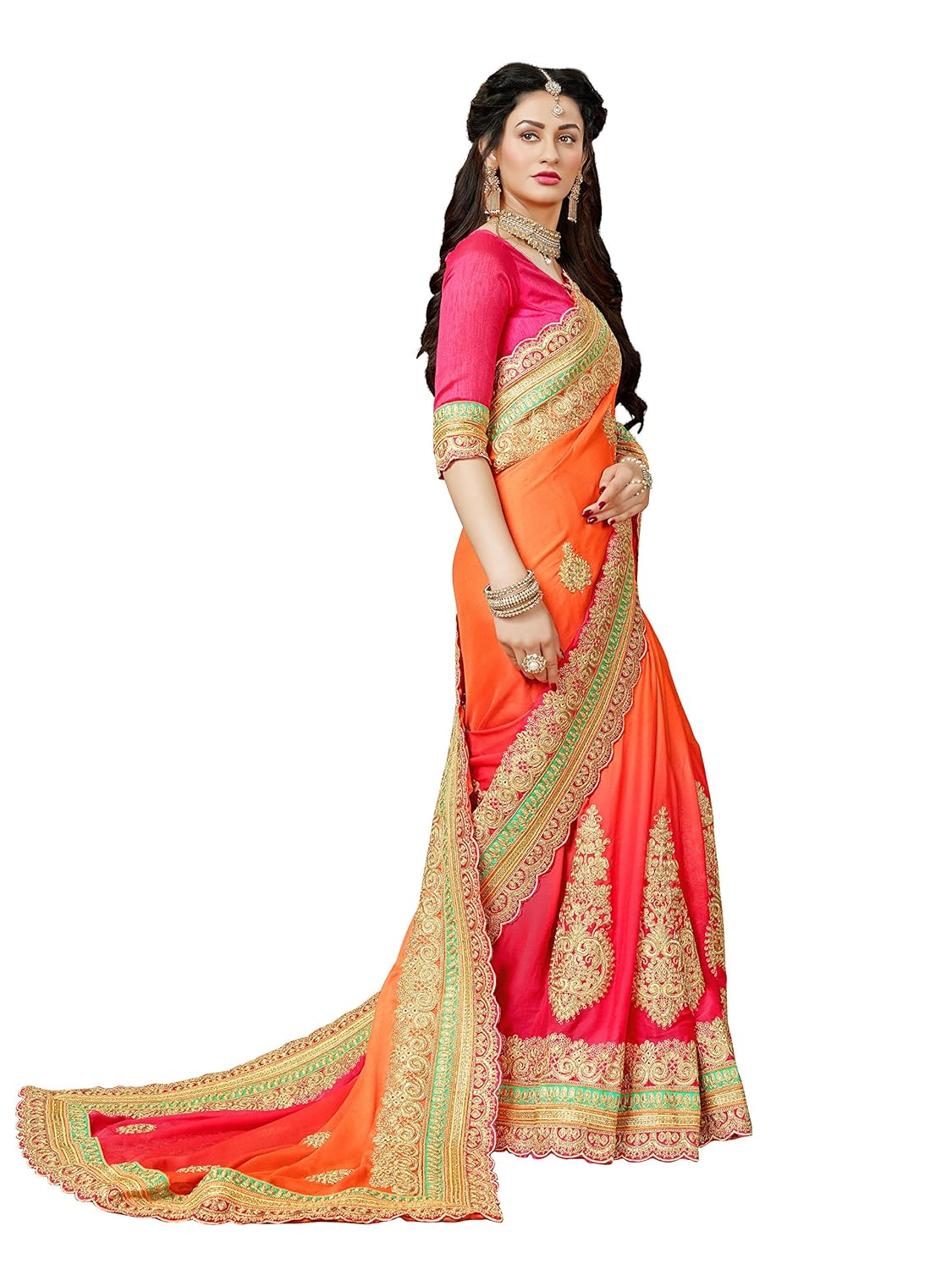 manohari embroidery multicoloured chiffon saree