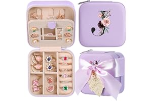 AYGXU Travel Jewelry Box for Women and Girls - Small Case With Initial A-Z - Teacher Gifts