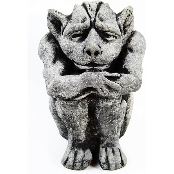 Gargoyle Statue Sitting Cement Igor French Sculpture European Cast