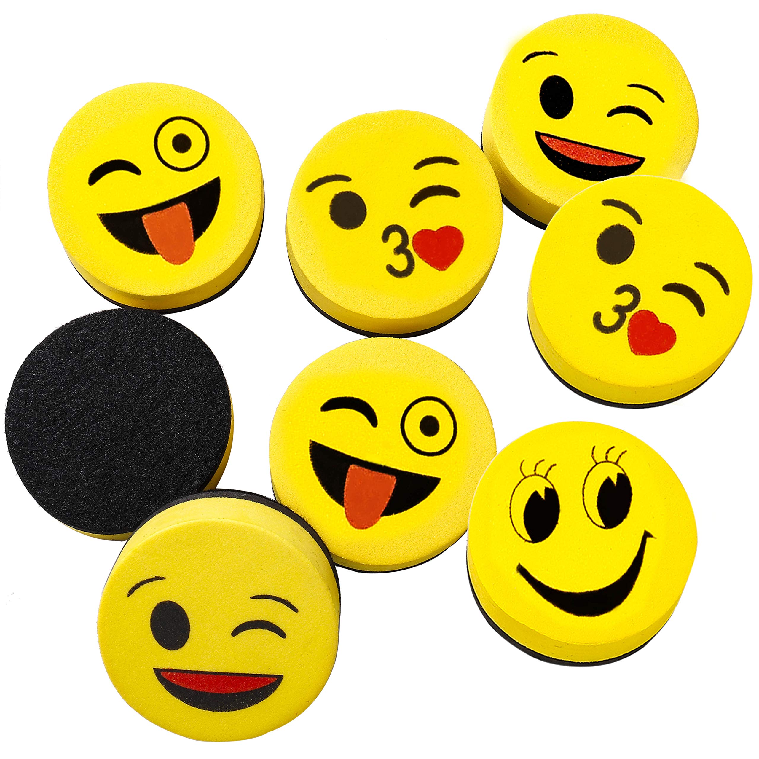 MaoXinTek Magnetic Eraser Whiteboard Dry Erasers, 16PCS Cute Smile Chalkboard Cleaner for Home School Classroom Office Use, Drawing Wiper Gifts for Kids - for Dry Erase Pens and Markers