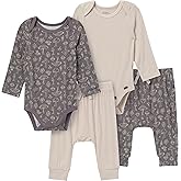 Modern Moments by Gerber Unisex Baby Viscose 4-pack Bodysuit & Pant Set