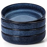 Herogo Stoneware Pasta Bowls Set of 4, Large Wide