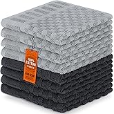 DecorRack 8 Pack 100% Cotton Wash Cloth, Luxurious Soft, 12 x 12 inch Ultra Absorbent Jacquard Towels, Machine Washable Washcloths, Gray Set (8 Pack)
