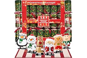 KreativeKraft Christmas Crackers No Snap Party Favors with Hats, Jokes & Fun Party Prizes Wind-Up Figures, Christmas Decorations Holiday Gift (Multi Walkers)