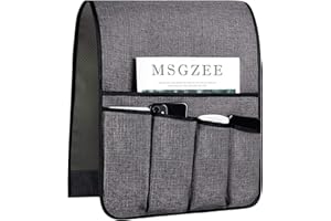 FLYILY Sofa Armrest Organizer Non-Slip Arm Chair Hanging Caddy Remote Control Holder for Magazine, Phone, Books, Glasses(Grey,13in)