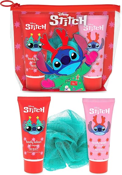 MAD Beauty Disney Stitch Christmas Gift Set Wild Berry Body Wash Lotion Body