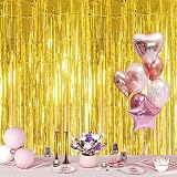 YAAVAAW Glitter Gold Tinsel Curtain 2 Pack 3.2x8.3ft Backdrop Door Fringe view 6