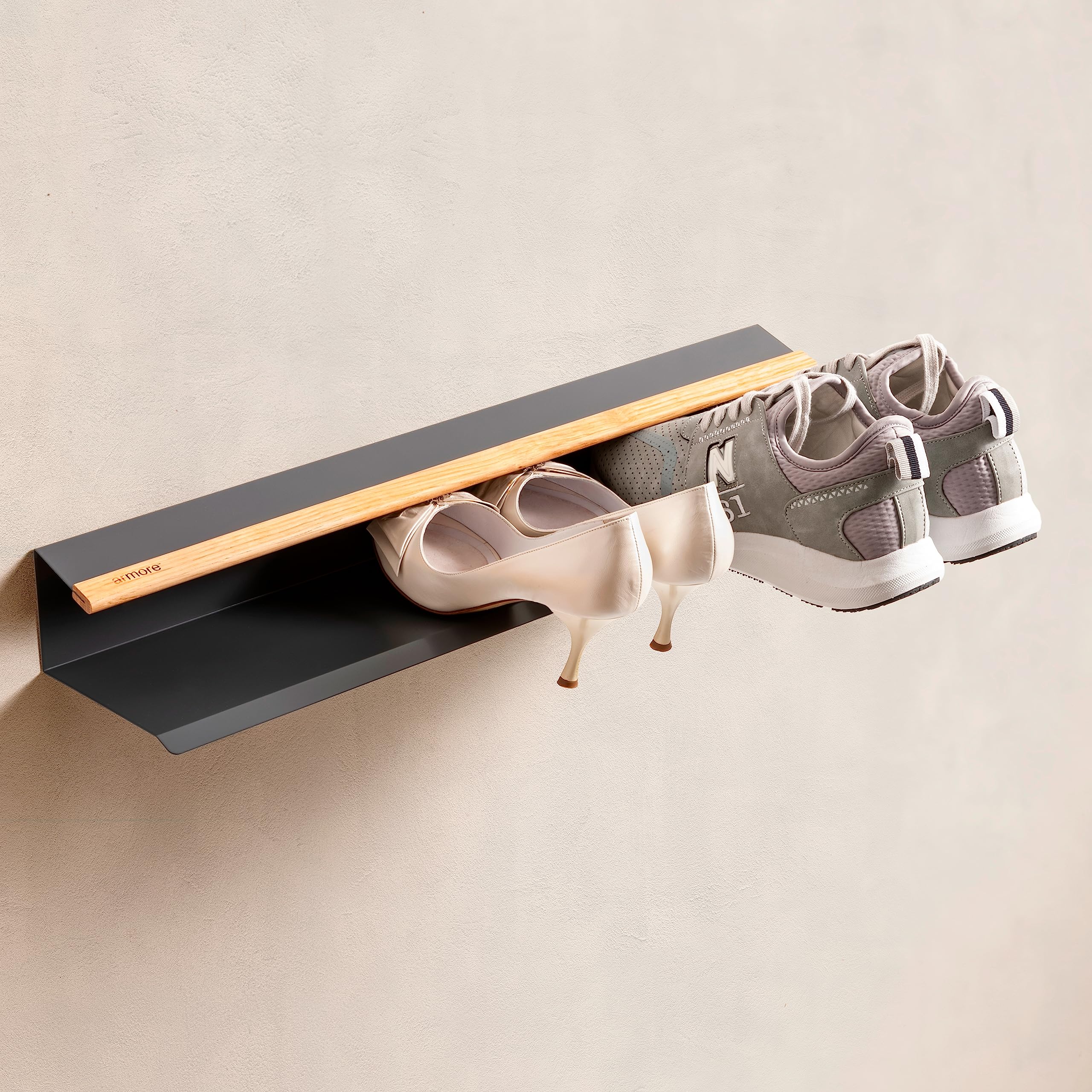 Armore Shoe Rack Space Saving Sturdy Elegant Easy to Assemble Modern Design Suitable for Various Spaces Dimensions 58cm x 14cm x 8cm (58cm Slate Grey)