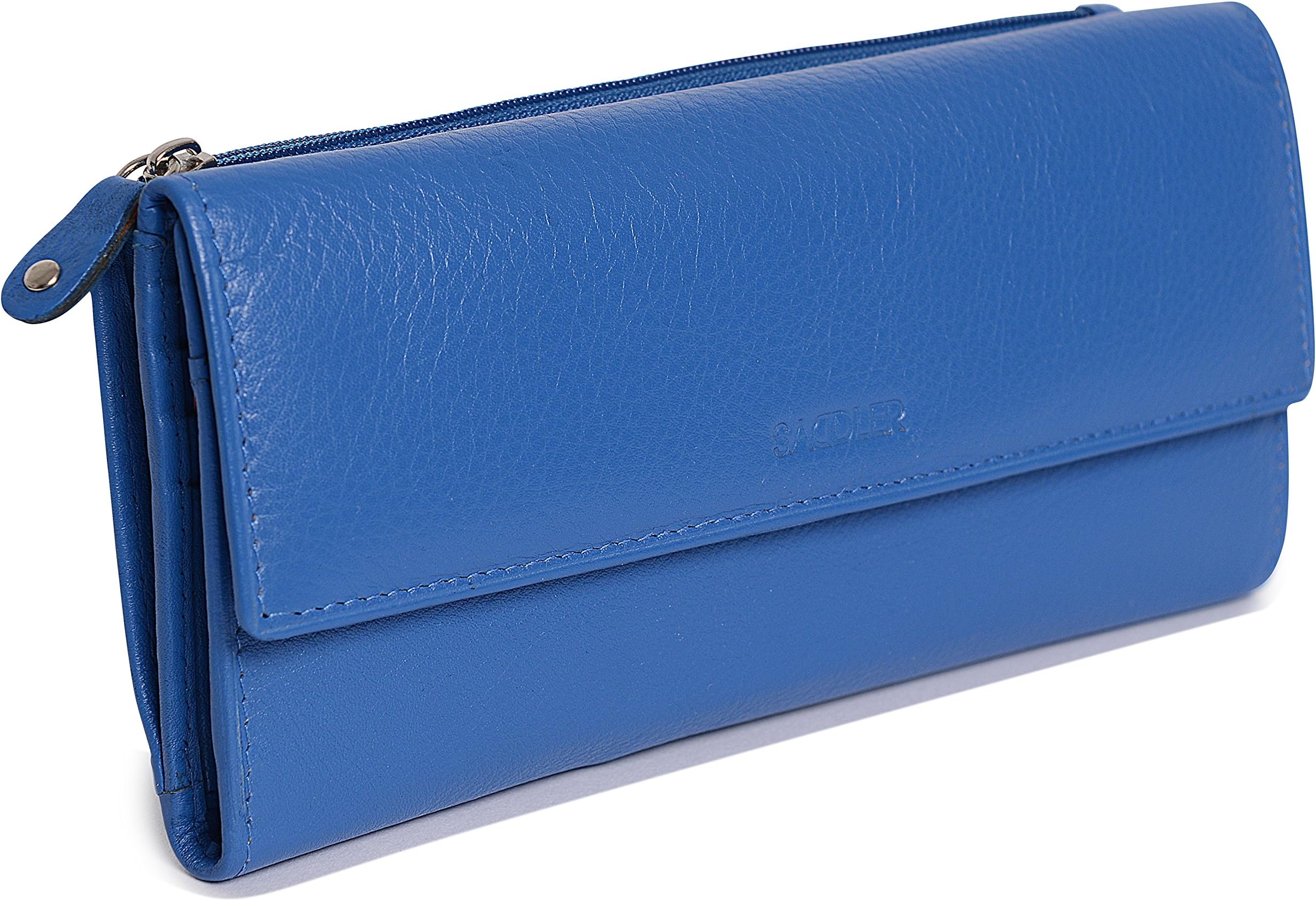 SADDLER Womens Luxurious Leather Trifold Wallet Purse Clutch with Zippered Coin Pockets | Designer Multi Zipper Credit…