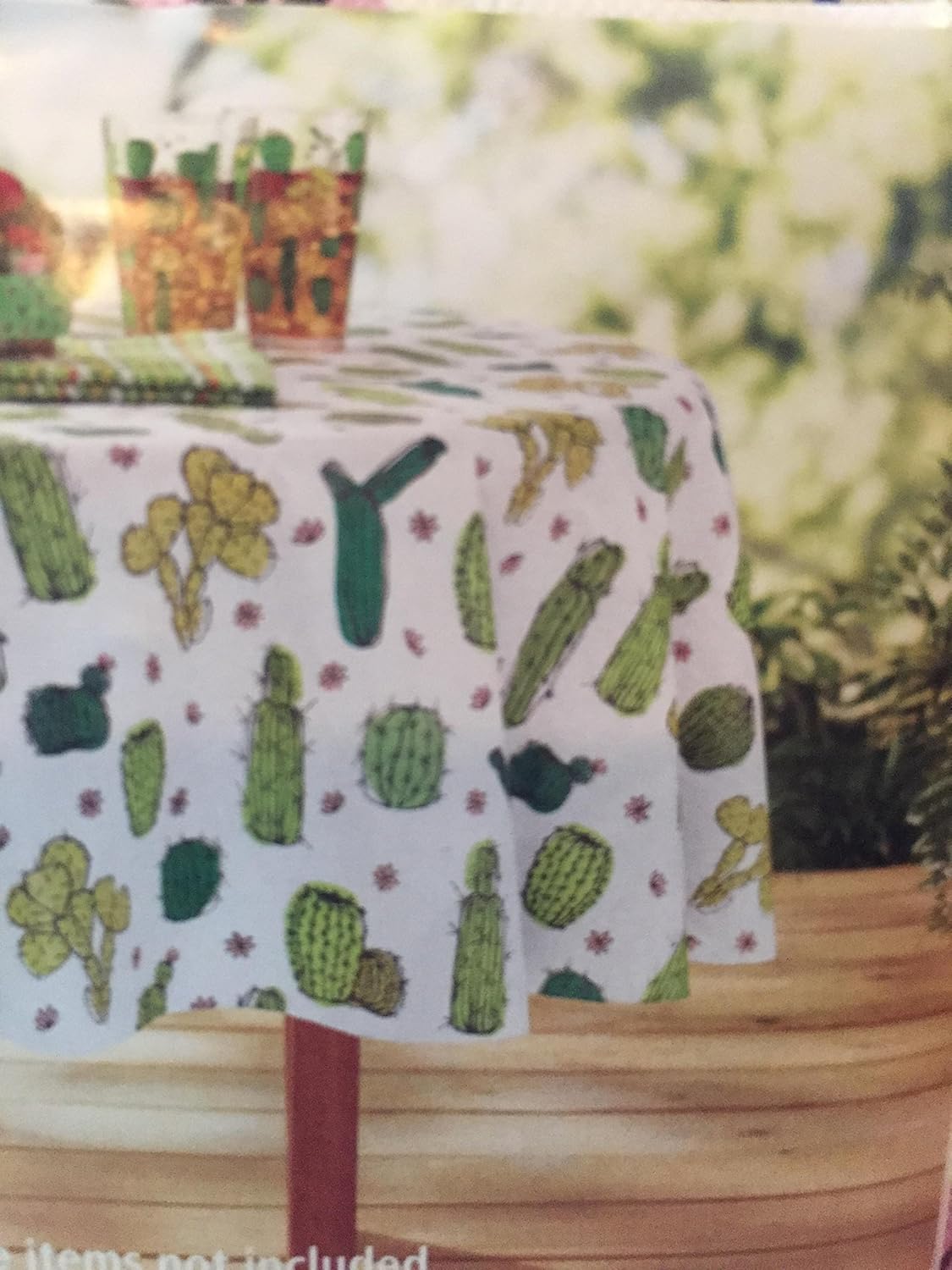 Cactus Theme Vinyl Tablecloth for Texas Western Garden