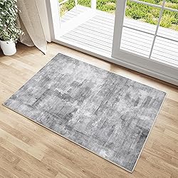 WondRg 2x3 Washable Area Rug Grey Abstract Modern