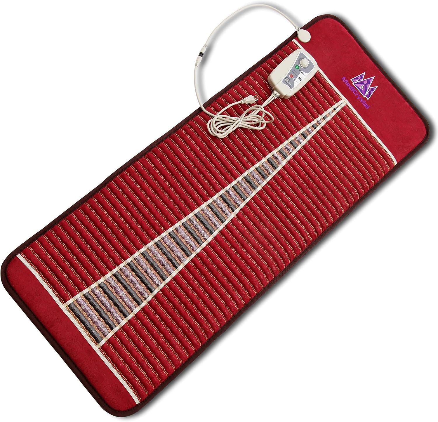 MediCrystal Far Infrared Mat Midsize 60x150 cm - Purple Amethyst & Black Tourmaline - Natural Crushed Crystals - Adjustable Deep FIR Heating 30°-70°C Midsize 60x150 cm