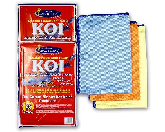 Aqua Clean KOI-Tuch - Microfaser Reinigungstuch Poliertuch Glasreiniger, 60x40cm, 6-teilig (2x 3er-Set)