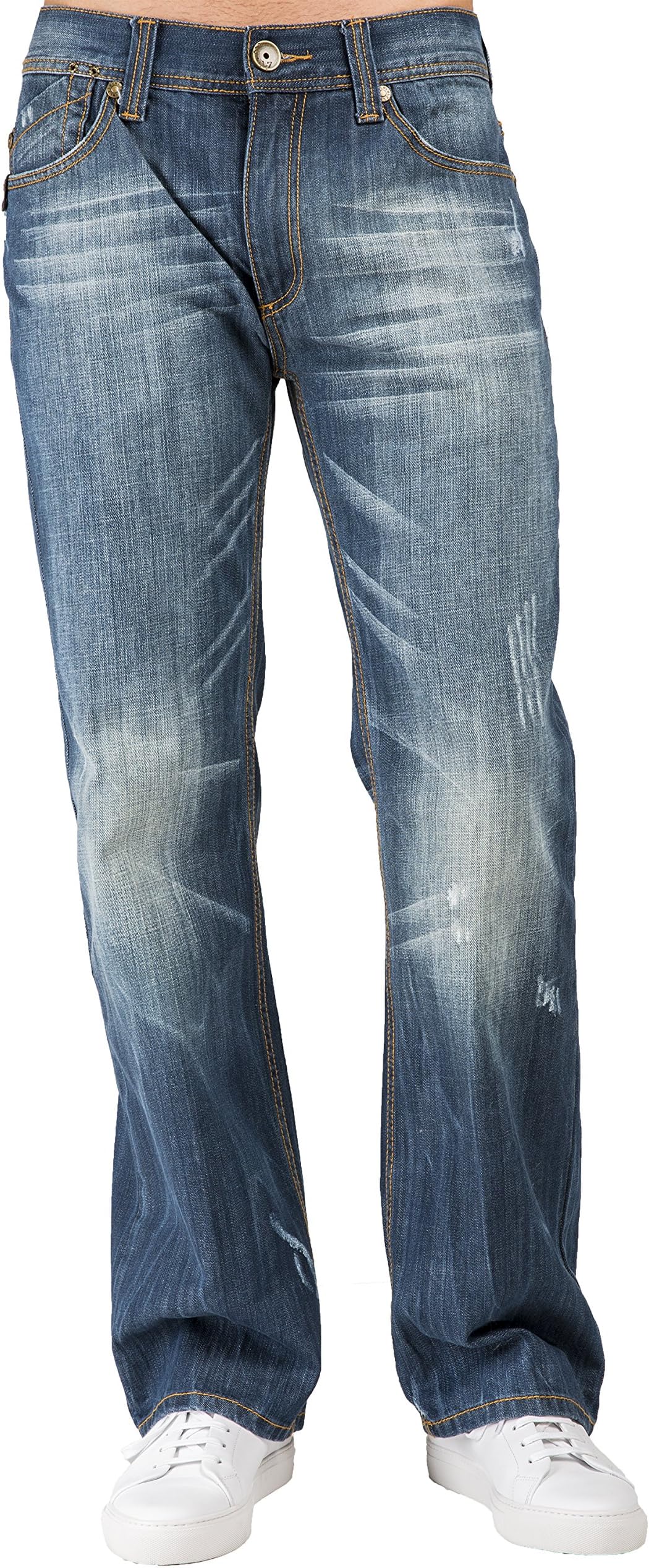 Men Relaxed Bootcut Primium 5 Pocket Jeans Ghost Rider Veining Wash