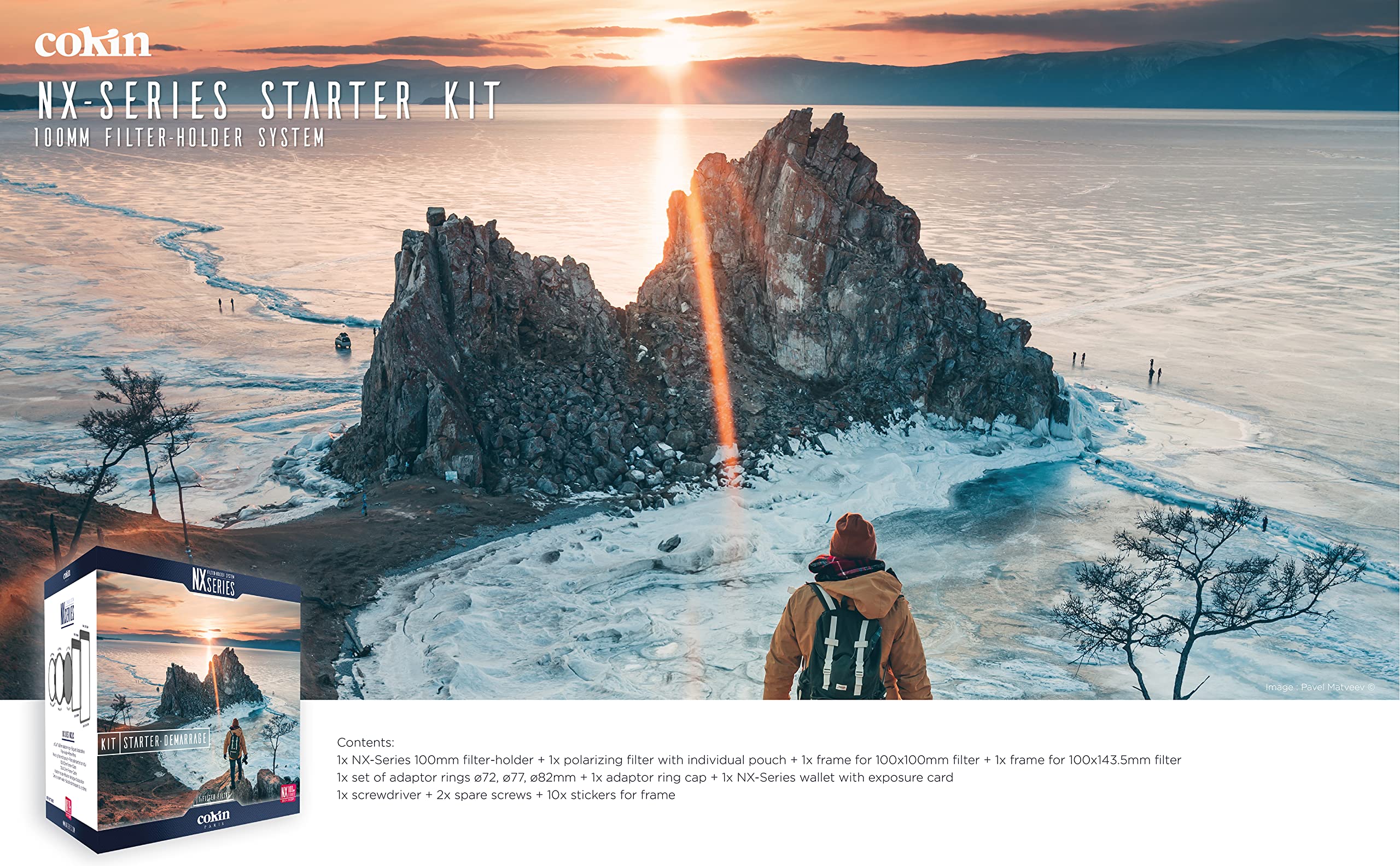 COKIN NX-Series Starter Kit inc. 100mm Filter-Holder + CPL + Wallet + 2x filter frames (100x100mm / 100x143,5mm) + ø72/77/82mm Adapter ring + accessories