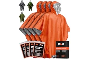 PREPARED4X Emergency Poncho and Mylar Blanket Liner - Waterproof, Wind-Resistant Outdoor Rain Poncho for Camping, Emergencies
