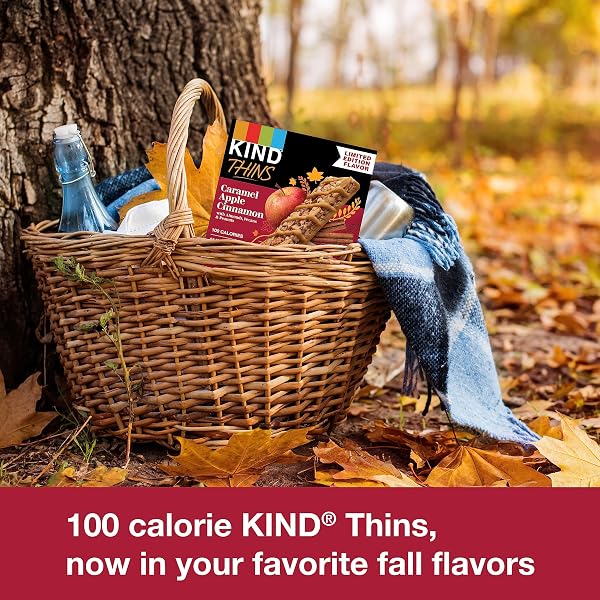 KIND THINS SNACK BARS, CARAMEL APPLE CINNAMON, GLUTEN FREE, LOW CALORIE, HEALTHY SNACKS, 5G SUGAR, 10 COUNT