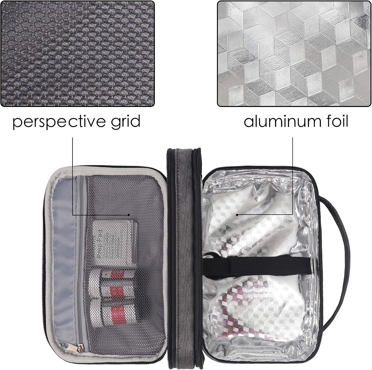 Lavievert Diabetic Care Organizer Travel Case Diabetic Medication Cooler with a Shoulder Strap and 4 Ice Packs - Dark Gray - Image 4