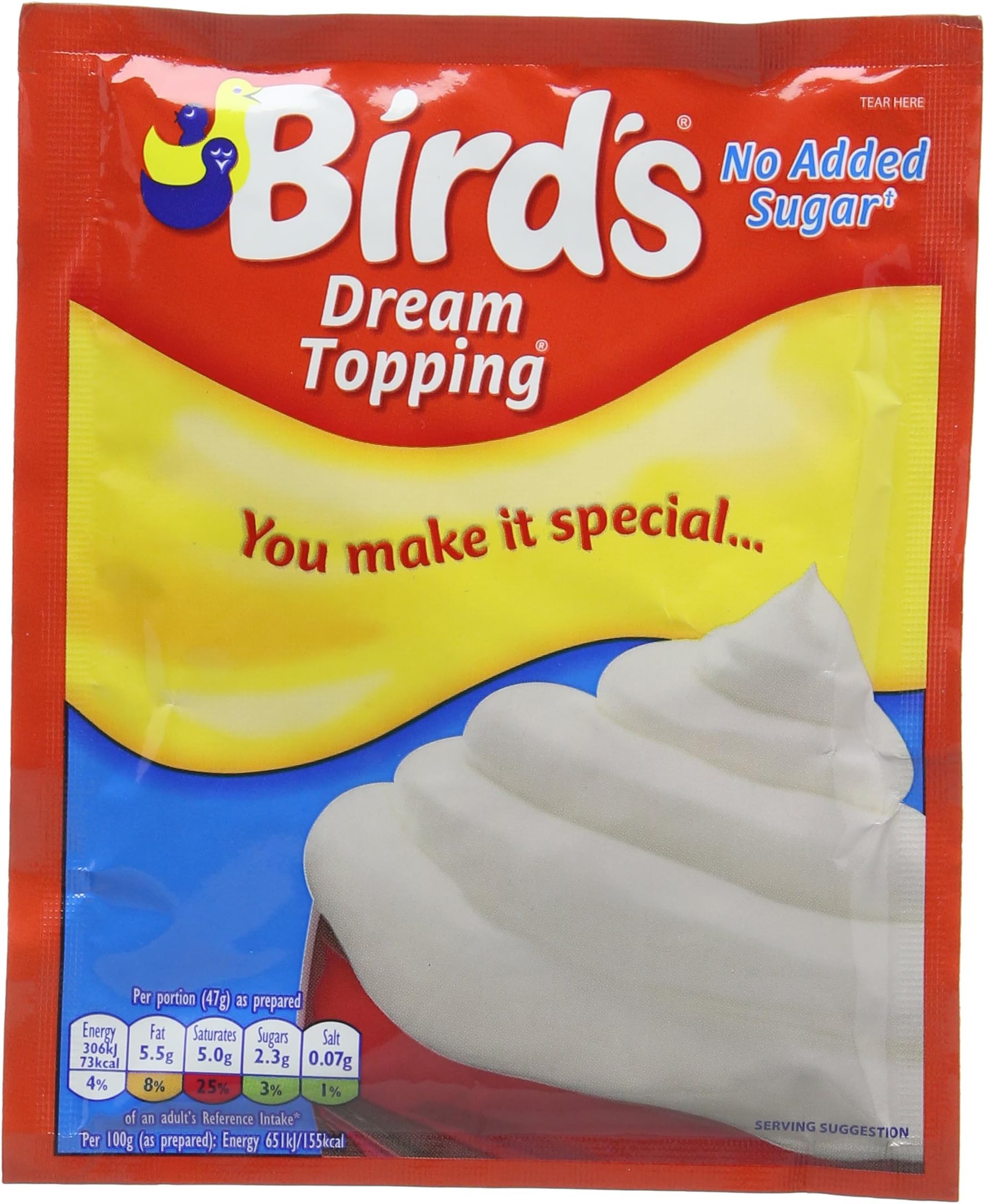 Birds No Added Sugar Dream Topping, 33 g, Pack of 18