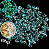 200 PCS 8mm Glow in The Dark Beads Bulk Round Luminous Glass Beads with Holes for Jewelry Making Bracelets Earrings Necklace Glow Loose Spacer Ball Beads