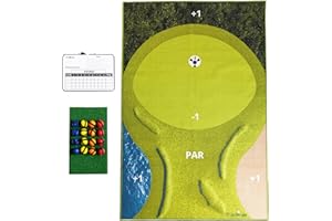 TRUEBIRDIE Golf Chipping Game – 6ft x 4ft Backyard Game for Indoor or Outdoor – Chipping Mat, Target, Scoreboard and Velcro Golf Practice Balls for Adults