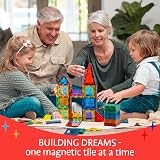 SUNNY AUNTIE Magnetic Tiles 150 Piece Set with Storage Bag STEM Toy for Kids view 4