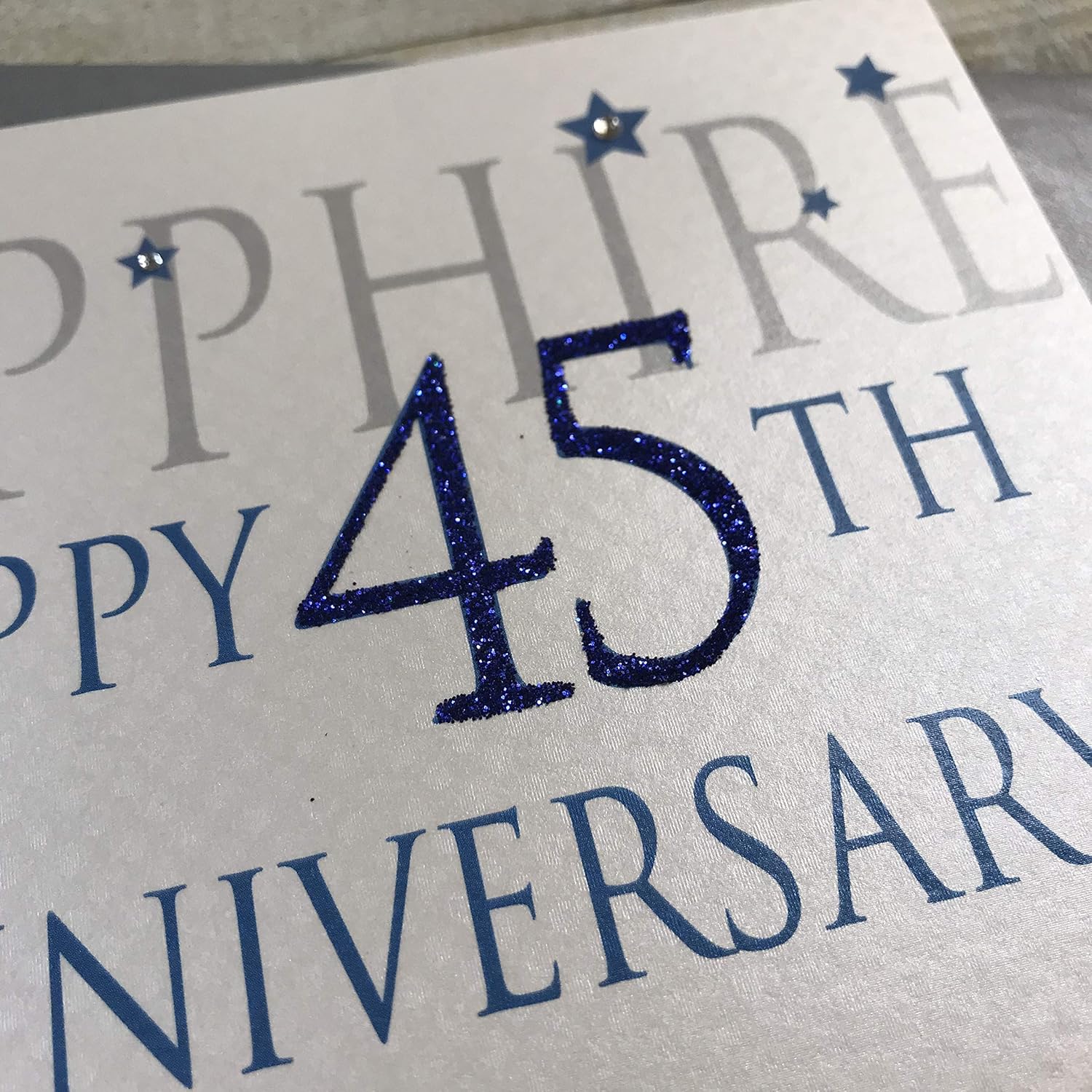 WHITE COTTON CARDS Sapphire Happy 45th Love On A Special Day, Handmade Anniversary Card (Code AW45), 16cm x 16cm - Image 3