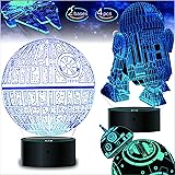 2 Bases 4 Patterns Star Wars Gifts 3D Illusion Lamp - Star Wars Toys LED Night Light for Kids Room Decor, 7 Color Change with