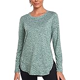 Absttith Women's Long Sleeve Workout Shirts Running Yoga Tops Athletic Sport Tee Side Split