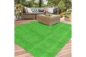 XLX TURF Outdoor Artificial Grass Rug 4FT X 4FT, Green Synthetic Turf Floor Mat for Balcony, Patio, Yard, Pets Dogs Grass Pad