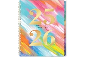 JOURNALTASTIC Teacher Planner 2025-2026 - 2025-2026 Weekly & Monthly Lesson Plan Book with Colorful Tabs, July 2025 - June 2026, 9" x 11", Academic Planner 2025-2026 with Twin-Wire Binding for Teachers - Watercolor