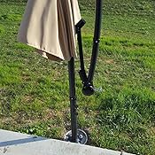 Amazon Com Belleze Patio Umbrella 10 Ft Offset Cantilever Umbrella Outdoor Market Hanging Umbrellas And Crank W Cross Base Beige Garden Outdoor