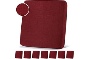 Newwiee 8 Patio Stretch Sofa Cushion Covers Outdoor Cushion Covers Replacement Couch Slipcovers Sofa Seat Cover Soft Chair Cover Furniture Protector for Pet (Wine Red)
