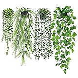 Der Rose 4Pcs Fake Plants Hanging Artificial Ivy