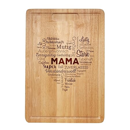 Schneidebrett – Küchenbrett aus Holz mit Gravur – Wortherz für Mama – Standard – Grillbrett, Holzbrett, Schneidbrett, Brotzei