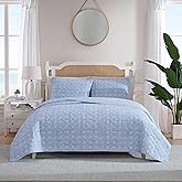 Nautica - Full/Queen Quilt Set, Super Soft Bedding with Matching Shams, 100% Cotton Bedding Essentials (Floral Park Blue, Full/Queen)