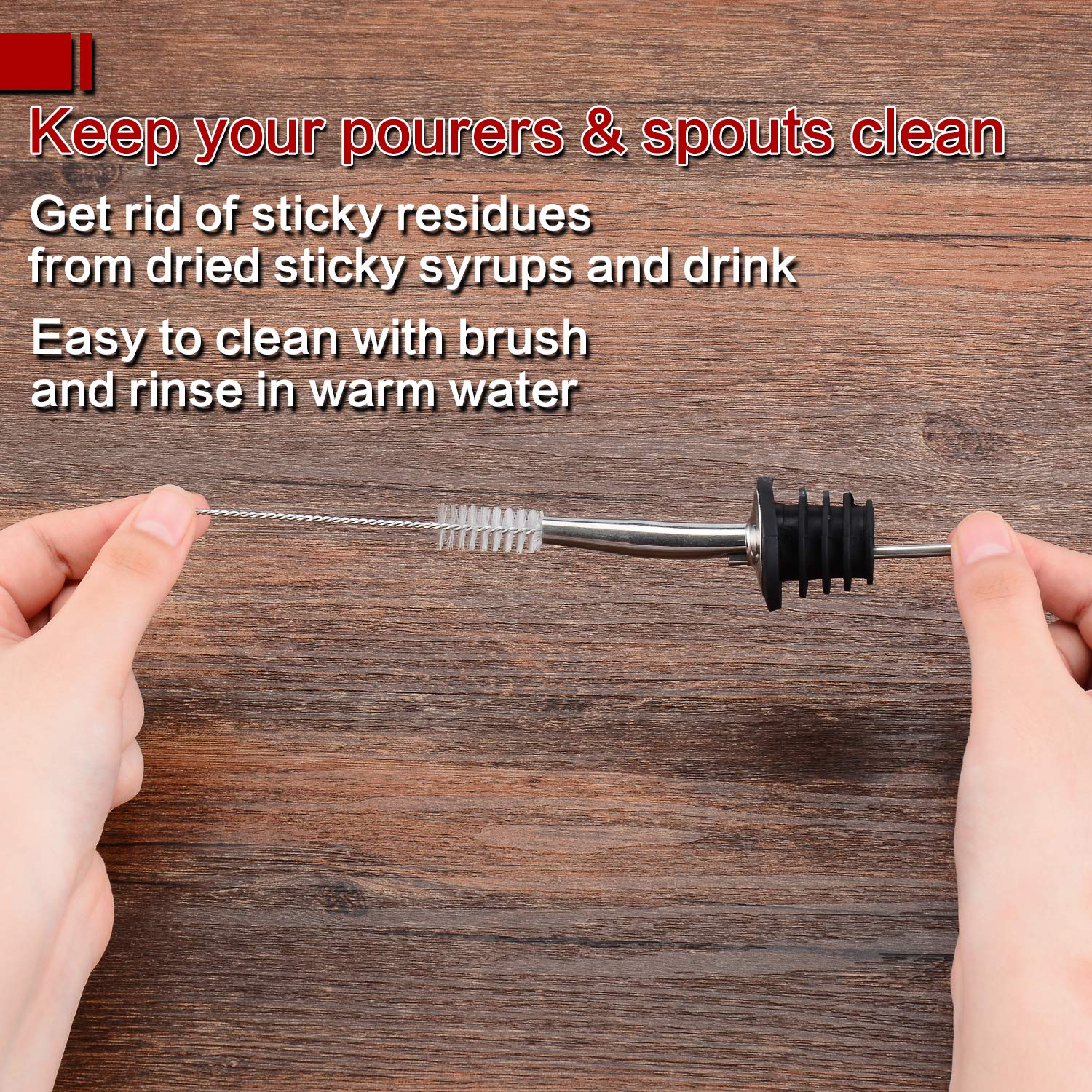 12 Pack Stainless Steel Classic Bottle Pourers Set, Liquor Pourers with Caps, Tapered Spout with Rubber Dust Caps and 1 Free Cleaning Tube Brush Oil Bottle Pourer