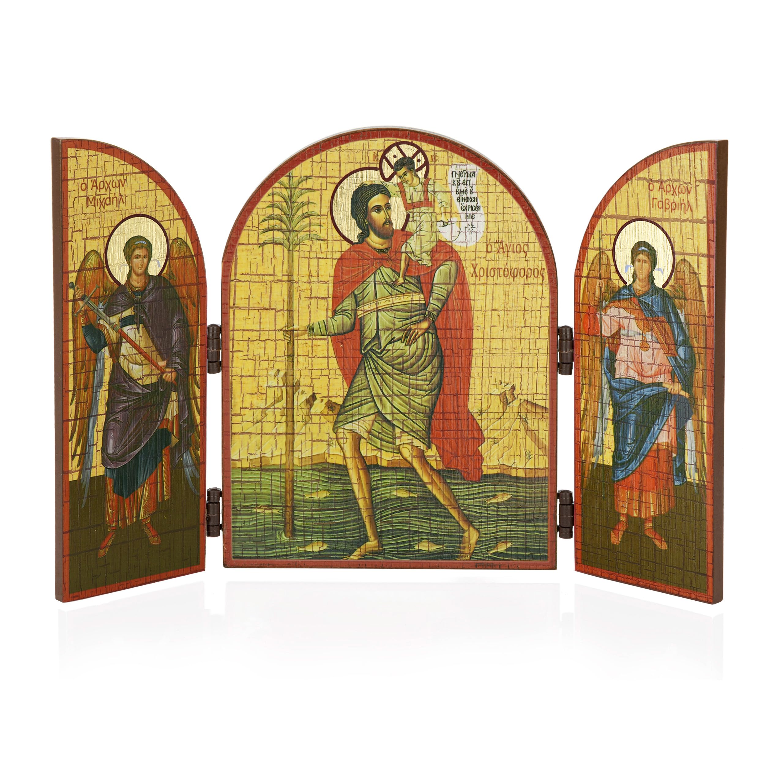 NKlaus Saint Christopher Icon Triptych Wood 25 x 16 cm Christian 13822