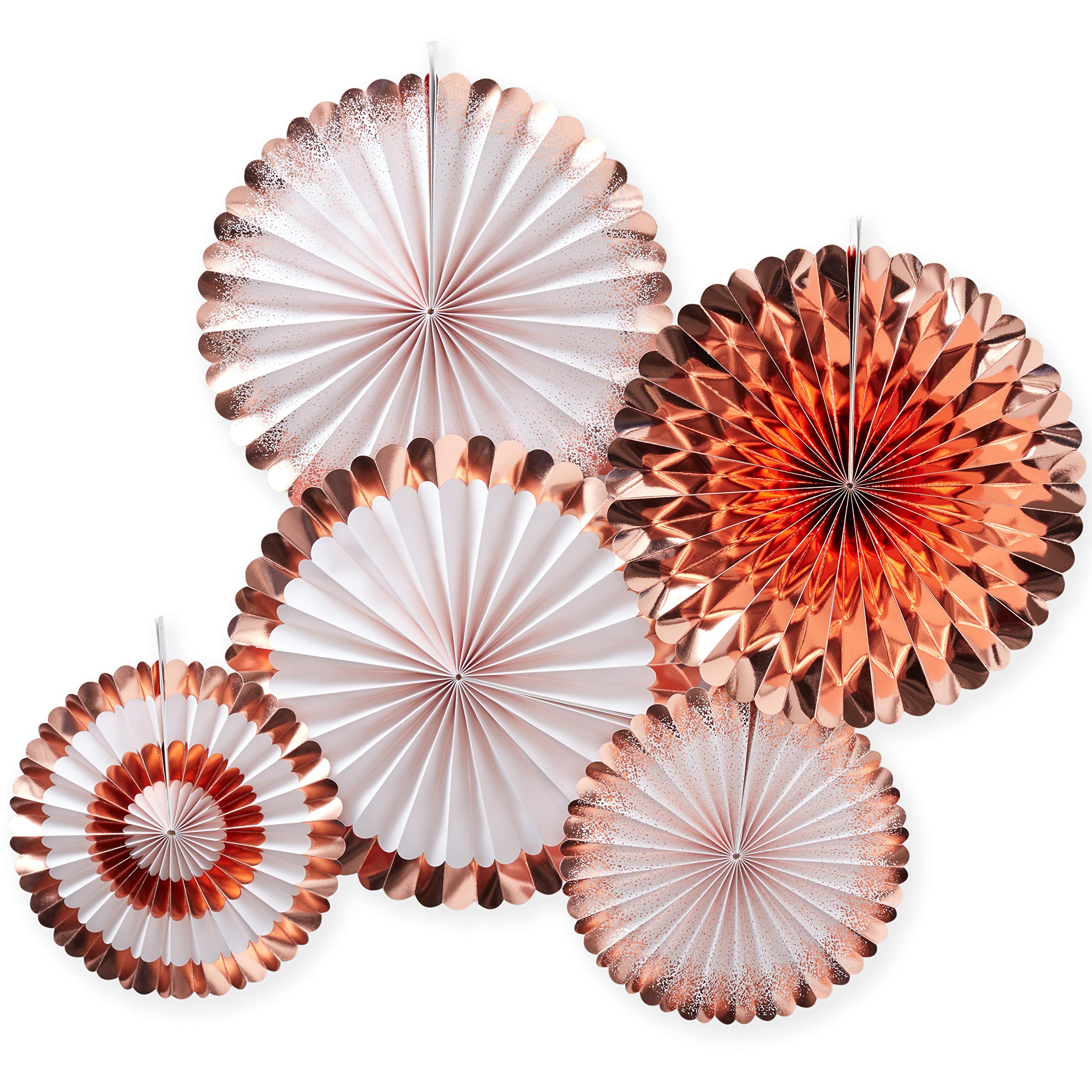 Ginger Ray Rose Gold Foiled Pin Wheel Fan Party Celebration Decorations 5 Pack