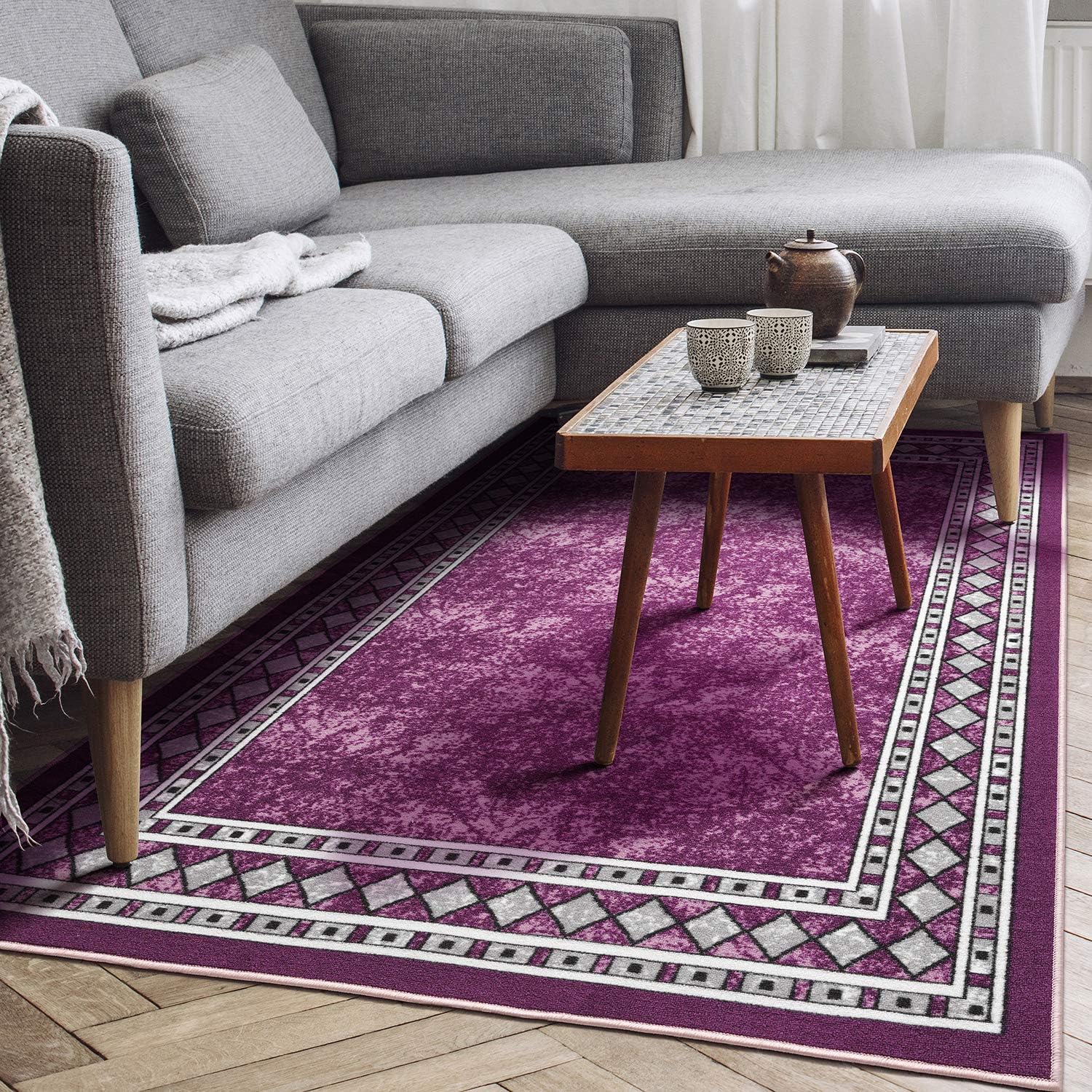 Antep Rugs Alfombras Modern Bordered 5x7 NonSkid (NonSlip