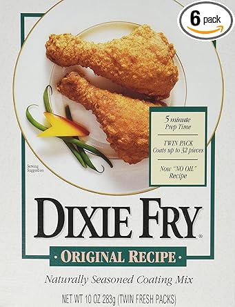 Amazon Com Dixie Fry 10 Ounce Original Recipe Coating Mix For Fried Chicken Pork Chops Seafood Pack Of 6 Gourmet Seasoned Coatings Grocery Gourmet Food